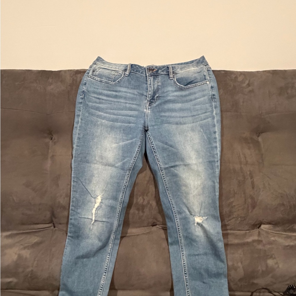Vigoss Distressed Blue Straight Leg Jeans